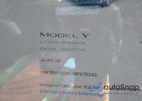2024 Tesla Model Y Long Range Dual Motor All-Wheel Drive из США, поврежденный, VIN 7SAYGDEE2RF075343